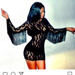 Black lace fringe dress